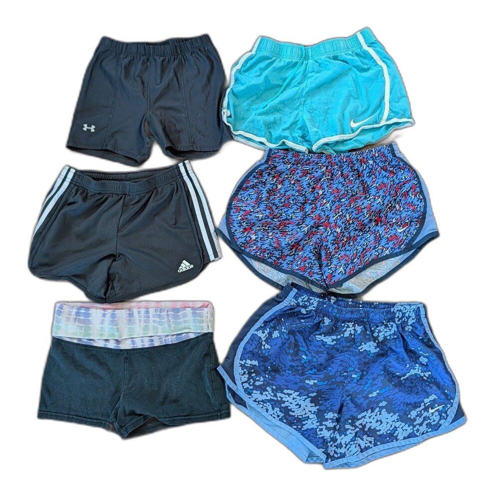 Girls Athletic Shorts Lot Nike Under Armour Adidas Size LG Summer Clothes